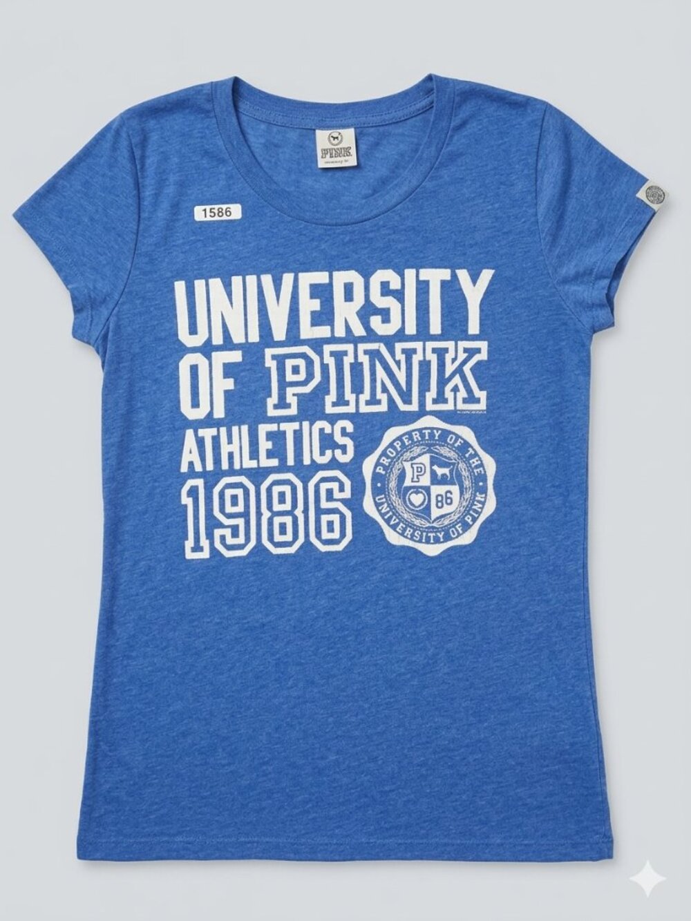 Vintage Victoria's Secret PINK University of Pink Athletics T-Shirt Blue Large